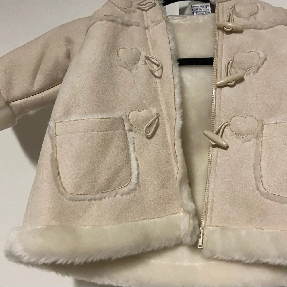 First Impressions Faux Suede Hooded Coat Size 6/9 months - Picture 4 of 5